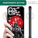 for iPhone 16 Plus Case, Sakura Japanese Samurai Pattern Graphic Design Girl - Image 5