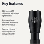 Amazon Basics Handheld LED Flashlight, 200 high Lumen flashlights Adjustable - Image 2