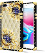 Compatible with iPhone 8 Plus 7 Plus Case, Sunflower Diamonds Leather Luxury - Image 2
