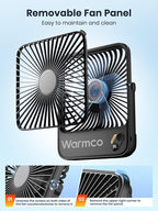 Warmco 10000mAh Portable Travel Fan 7-inch, Max 24H Runtime, Ultra-thin Quiet - Image 9