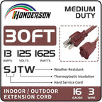 30FT Brown Outdoor Extension Cord-16/3 SJTW Durable Extension Cord - Image 2