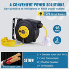 VEVOR Retractable Extension Cord Reel, 30 FT, Heavy Duty 16AWG/3C SJTOW - Image 4