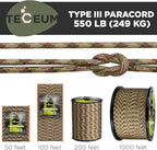 TECEUM 5/32" Paracord Rope 1000 – 1000ft / 200ft / 100ft / 50ft – Tactical - Image 9
