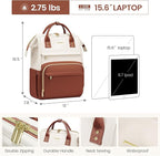 LOVEVOOK Leather Backpack for Women, 15.6 inch Laptop Backpack, Professional - Image 4