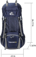 Bseash 60L Waterproof Hiking Camping Backpack - Image 2