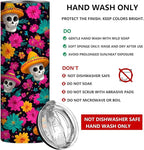 Firmiso 20 oz Tumbler｜Skinny Insulated Travel Mug｜Sombrero Skull Floral - Image 8