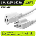 16/3 White Extension Cord 12 FT, Indoor Extension Cord - Image 2