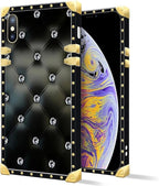 Compatible with iPhone XR Case, Shiny Black Sofa Crystal Luxury Golden - Image 2