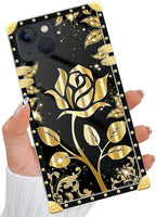 Compatible with iPhone 14 Case, Shine Gold Rose Luxury Golden Decoration - Image 5