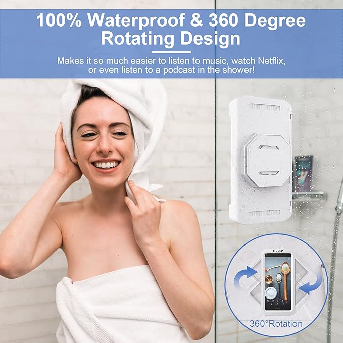 URROY Shower Phone Holder Waterproof, 360° Rotation Shower Phone Case, Anti-Fog - Image 2