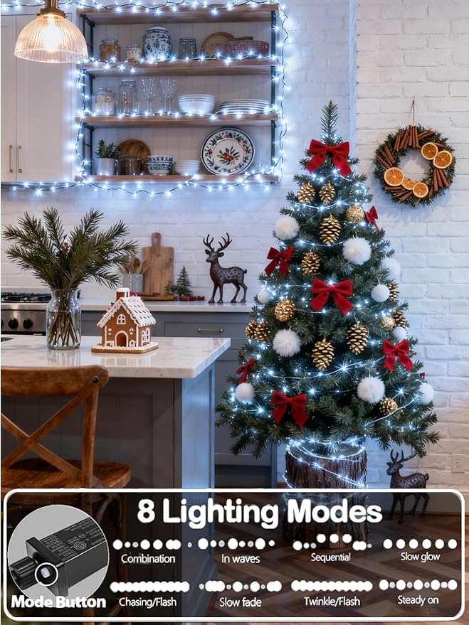 Upgraded 33 FT 100 LED Christmas Lights Outdoor Indoor, Extendable Waterproof - Image 2