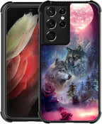 for Samsung Galaxy S21 Ultra Case, Star Two Wolfs Howling Pattern Graphic by FKBRCL4U