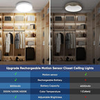 Rechargeable Closet Lights Motion Sensored, Wireless Battery Operated Ceiling - Image 5