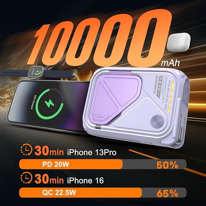 SEANCHEER P05 Portable Charger, Magnetic Power Bank, Small PowerBank, Battery - Image 4