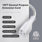 BN-LINK 12ft Outdoor Extension Cord, 16 Gauge General Purpose Power Cord - Image 4