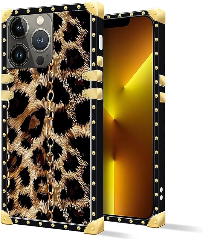 Compatible with iPhone 13 Pro Max Case, Seamless Gold Chain Leopard Luxury - Image 2
