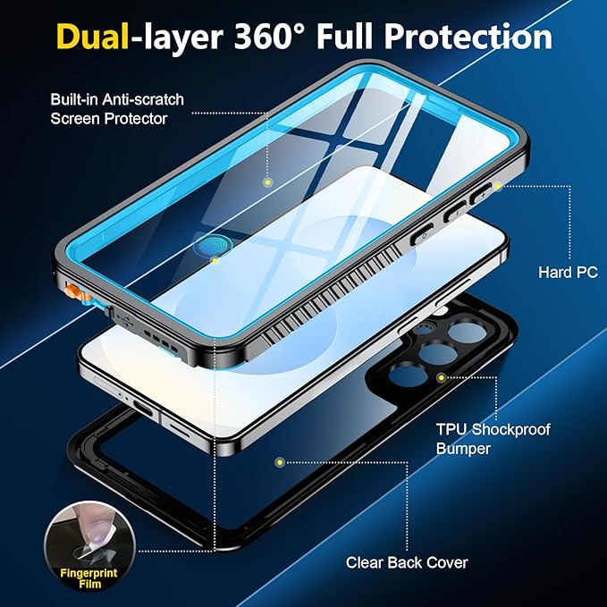 SPIDERCASE Designed for Samsung Galaxy S25 Case Waterproof, Built-in Full - Image 6