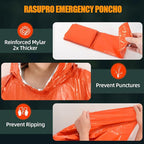 4 Pack Emergency Ponchos with Thickened Mylar Blanket Lining, Waterproof - Image 6