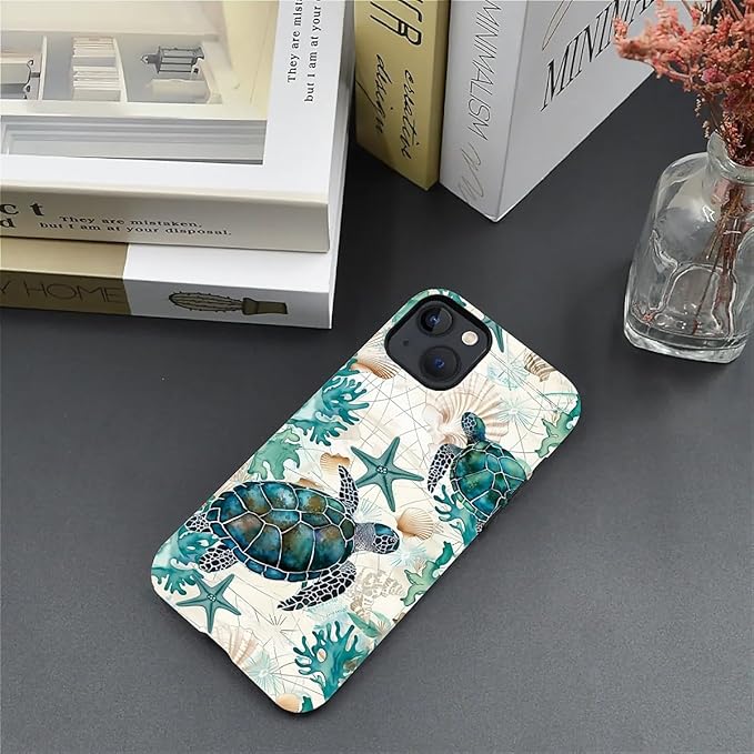 for iPhone 15 Plus Case, HH2 Ocean Sea Turtle Nautical Map Hybrid 2 Layer Hard - Image 5