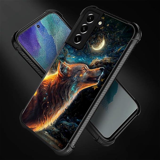for Samsung Galaxy S21 FE Case, Star Cave Hungry Wolf Pattern Graphic Design - Image 5