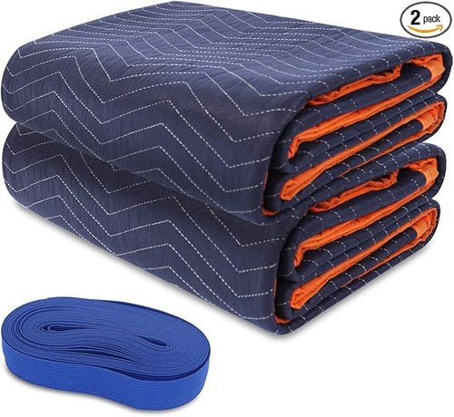 2 Moving Blankets 72x80in with 1 Elastic Rubber Band – Durable Quilted Moving by YMTLJHDSY