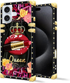 Compatible with iPhone 16 Case, Queen Lip Crown Leopard Print Luxury Golden - Image 2