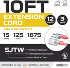Iron Forge Cable 10 ft Lighted Outdoor Extension Cord - Image 2