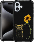 for iPhone 16 Case, Pig Sunflower Yellow Sunshine Pattern Graphic Design Girl by FKBRCL4U