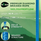 TECEUM Rope – 150 Feet x 1/4 Inch – Sky Blue – Strong All-Purpose Utility Rope - Image 2