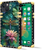 Compatible with iPhone 14 Case, Colourful Dragonfly Pink Lily Pads Luxury - Image 2