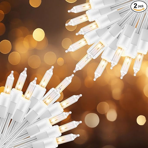 2 Pack 50 Count Christmas String Lights Clear Warm White Mini Lights Plug by Brightown