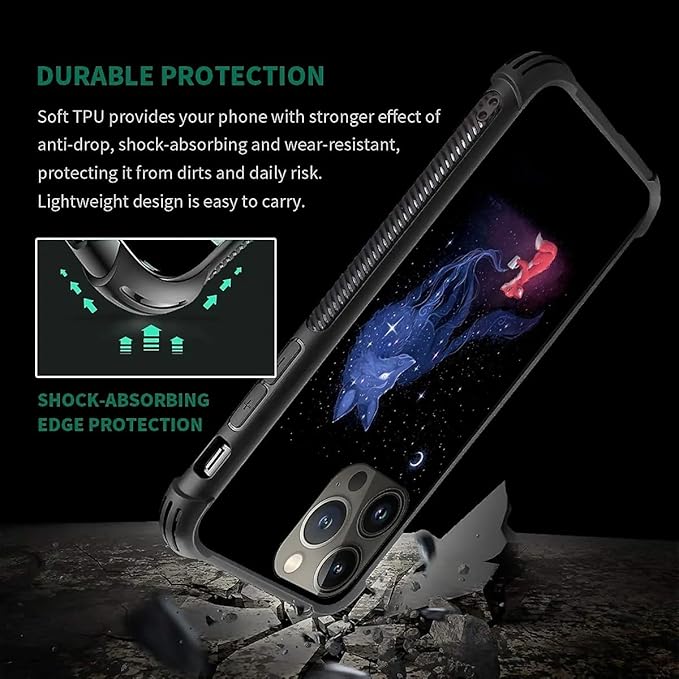 for iPhone 14 Pro Max Case, Galaxy Fox Wolf Pattern Graphic Design Girl Boy - Image 6