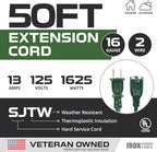 Iron Forge Cable 2 Prong Outdoor Extension Cord 50 ft, 16/2 Weatherproof Green - Image 2