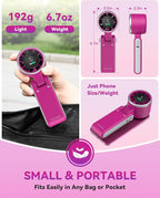 PlayHot Portable Handheld Turbo Fan, 5-Speed Personal Fans, 5000mAh - Image 6