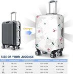 Luggage Cover with World Map and Airplane Print, Elastic Travel Suitcase - Image 6