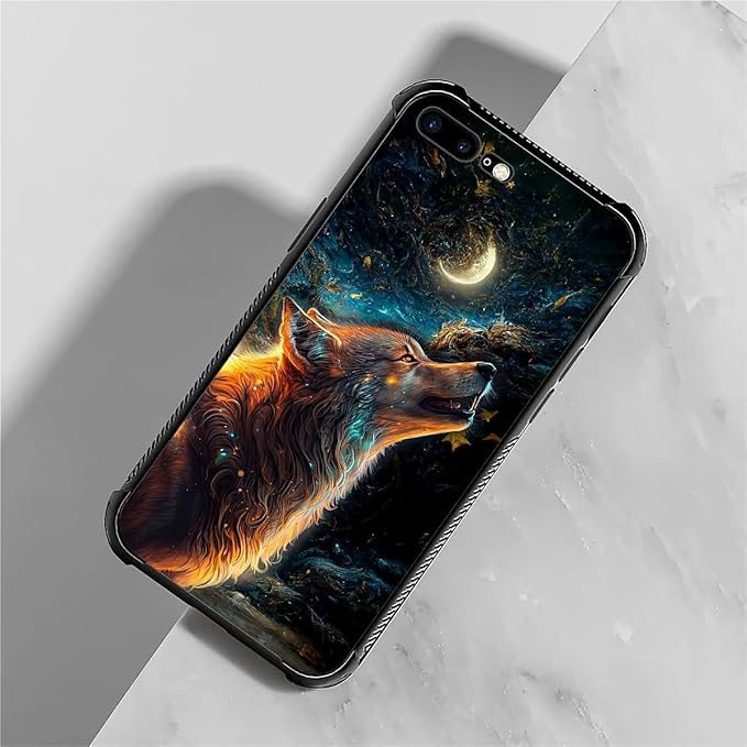 for iPhone 7/8 Case, Star Cave Hungry Wolf Pattern Graphic Design Girl Boy Soft - Image 7