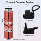 Basketball Water Bottle, 24 oz Insulated Stainless Steel Sports Bottle - Image 5