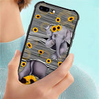 for iPhone 7/8 Case, Cute Little Elephant Sunflower White Line Art Pattern Made - Image 7