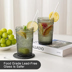 ZMOWIPDL Vintage Glassware Drinking Glasses Set of 6, 13 oz Grey Textured - Image 4