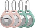 AirTag Holder with 304 Carabiner, 4 Pack IPX8 Waterproof Shockproof PC Hard Case by HOME