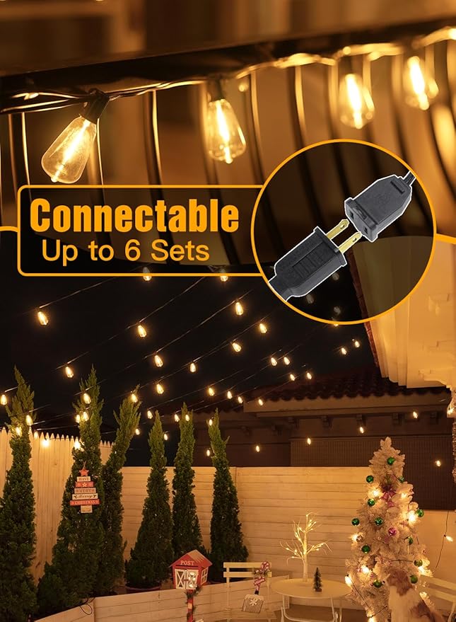 Ollny Outdoor String Lights 160FT, Shatterproof Connectable Patio Lights - Image 4