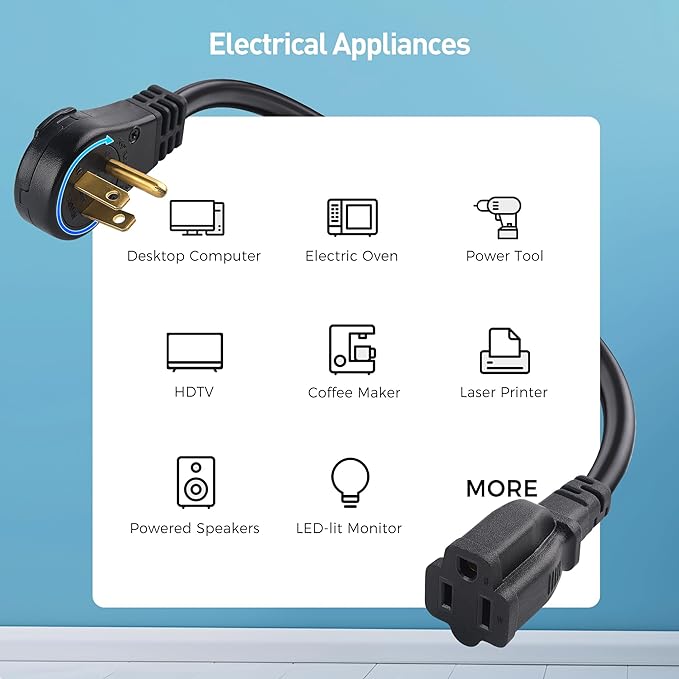 Cable Matters 2-Pack 16 AWG 360° Rotating Flat Plug Long Extension Cord - 15ft - Image 6