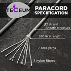 TECEUM 5/32" Paracord Rope 1000 – 1000ft / 200ft / 100ft / 50ft – Tactical - Image 2
