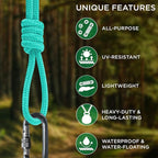 TECEUM Rope – 90 Feet x 3/8 Inch – Green Wave – Strong All-Purpose Utility Rope - Image 4