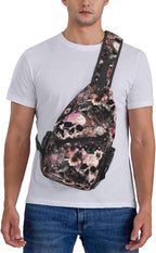 Flowers And Skulls Sling Bag For Women Men Halloween Backpack Crossbody Skull - Image 7