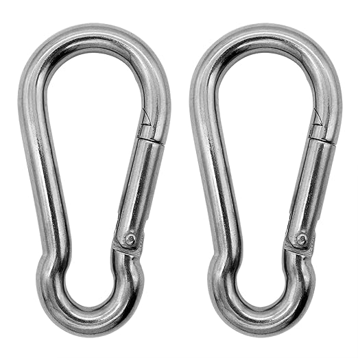 304 Stainless Steel Carabiners -7 inch Heavy Duty, Durable & Rust-Free Clips by Outmate