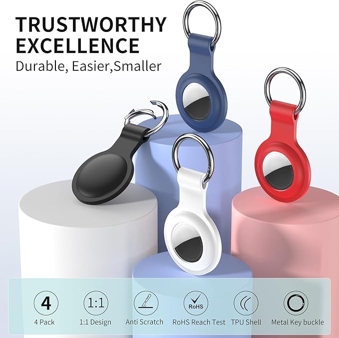 Compatible with AirTag Holder Case Keychain 2 Pack, - Image 2