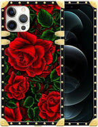 Compatible with iPhone 12 Pro Max Case, Vector Red Rose Green Leaf Luxury by Unknown