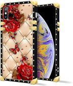 Compatible with iPhone Xs Max Case, Shining Red Rose Butterfly Leather - Image 2