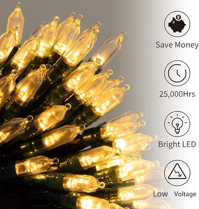Brightown Battery Operated Christmas Lights 2 Pack 18 Feet 50 LED Clear Mini - Image 2